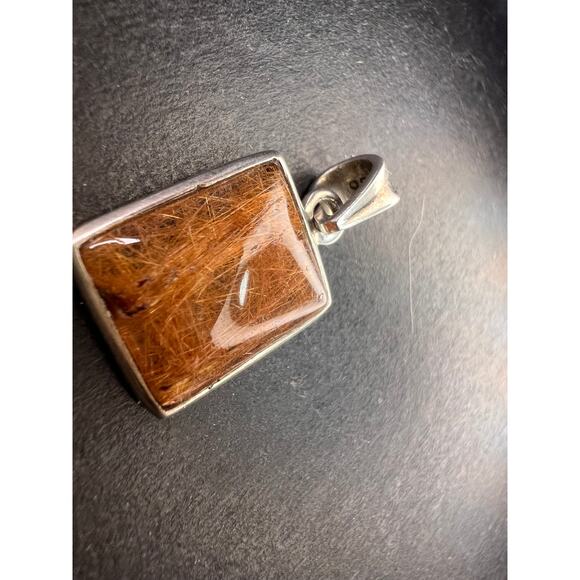 Vintage Nature Company Copper Rutilated Quartz Pendant 925 Sterling Silver - Picture 13 of 16